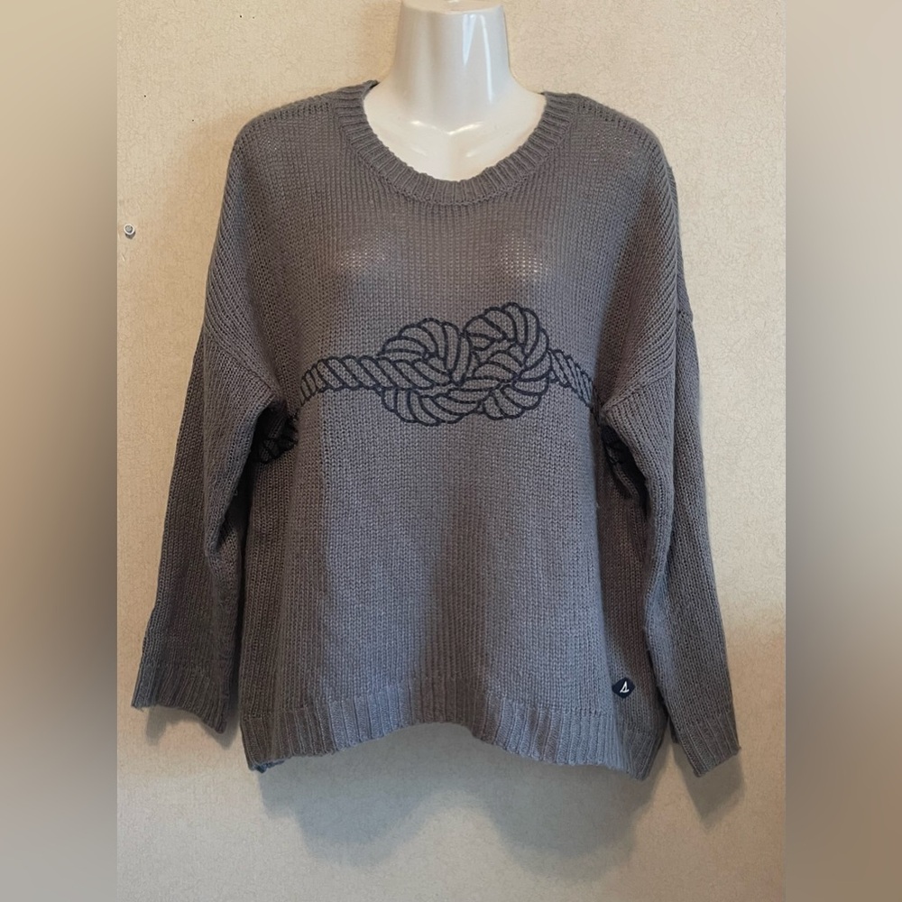 Sperry Gray Crew Neck Sweater Classic Knit